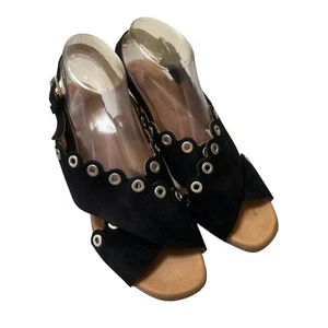 Eric Michael Black Suede Stacked Heel Sandals Size EU 41 US 10-10.5 Resort - Picture 1 of 9