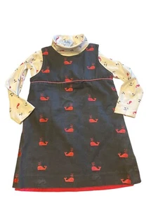 Vintage Lilly Pulitzer Dress And Turtleneck Set Size 5 Blue-Gray Pink Whale - Picture 1 of 13