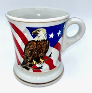 American Flag Bald Eagle Embossed #140 Gold Accent Ceramic Mug U.S.A. 4"Tall - Picture 1 of 10