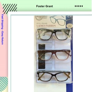 Design Optics by Foster Grant Full Frame Ladies Fashion Reading Glasses 3PK+2.5 - Picture 1 of 1