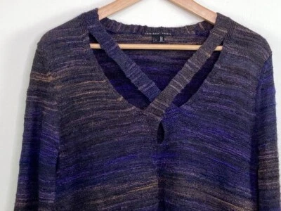 Suéter Theyskens Theory Medio Keno Yenoir Azul Brezo Frente Abierto Cuello en V B Foto 1 de 4