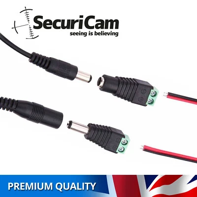 SECURICAM Connettore Balun Alimentazione 12V DC CCTV Maschio Femmina Adattatore Spina Jack Presa Cavo UK