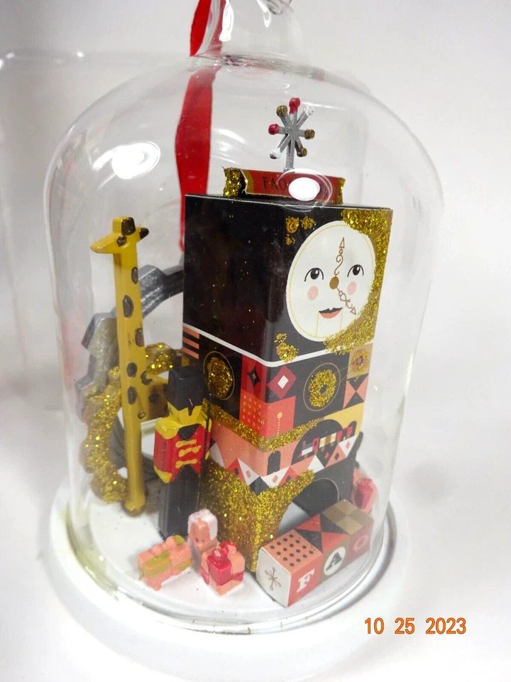 FAO Schwarz Clock Tower Christmas Ornament Return to Wonder Glass Cloche Giraffe