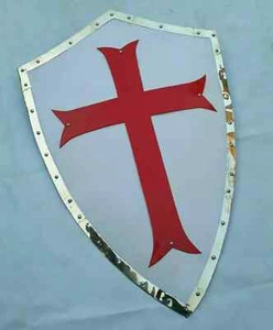 28' Medieval Shield Knight Templar Crusader Shield Armor With Red Cross Shield - Picture 1 of 4