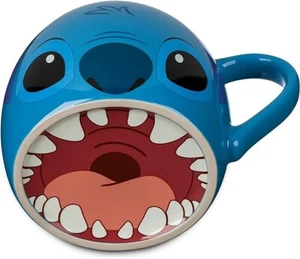 Disney Stitch Mug Lilo & Stitch Face Mouth Jumbo Blue Large Ceramic Parks New - Picture 1 of 3