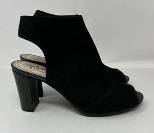 LifeStride Womens Alita Black Stretch Knit Slingbacks Size 9.5 M Open Toe Heels - Picture 1 of 7