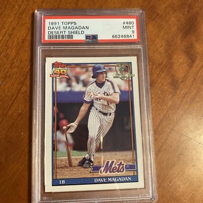 1991 Topps Desert Shield #480 DAVE MAGADAN PSA 9 METS AUTHENTIC - Image 1 of 2