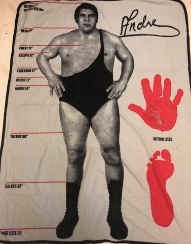ANDRE The GIANT Fleece Throw Blanket 45x63 Slam Loot Crate 2018 Wrestling Icon Cover