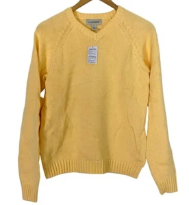 NWT New Lands’ End Kids V Neck Pullover Sweater Cotton Yellow Kids Large NIP - Picture 1 of 5