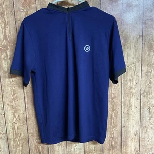 Canari Cycling Jersey Mens Medium Blue 1/4 Zip Short Sleeve Back Pockets - Picture 1 of 6