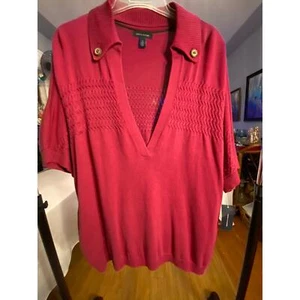 Women's Tommy Hilfiger, 3X, NWT, S/S Sweater. Deep-V neck, Deep Fuchsia, Knit - Picture 1 of 14