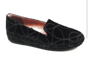 L'Amour Des Pieds 9M Carsoli Black Smoking Loafers Velvet Swirl Leather Flats - Picture 1 of 9