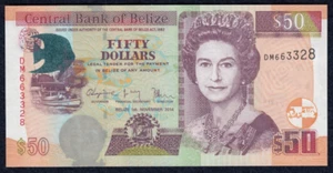 2014 Central Bank Of Belize 50 Dollar Banknote - P70e - UNC - Bild 1 von 2
