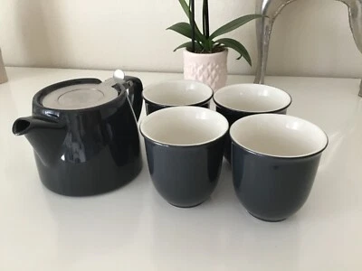  FORLIFE 18oz Stump Teapot & 4 Matching Japanese Tea Cups, Black Graphite - Image 1 of 4