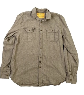 Camisa Dockers K1 Abotonada Para Hombre Mediana Marrón Claro Lino Mezcla Algodón Militar Foto 1 de 4