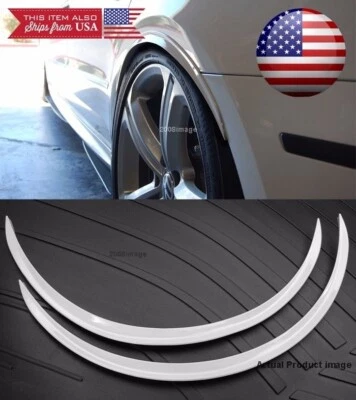 1 Pair White Flexible 1" Arch Body Extension Wide Fender Flares Lip For BMW AUDI - Image 1 of 2