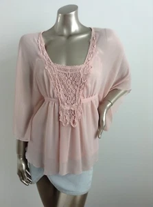 Ladies Pink Top Size Small Fits 6-8 With Lace EXCELLENT CONDITION By Sunny Girl - Picture 1 of 7