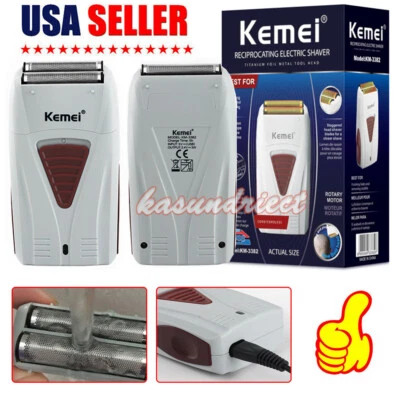 Aparador de barba masculino barbeador elétrico barbeiro sem fio USB máquina de barbear Kemei EUA - Imagem 1 de 4