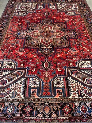 8'2"x11'1" Hand-Knotted Wool Geometric Herize Area Rug - Tribal Carpet - Image 1 of 4