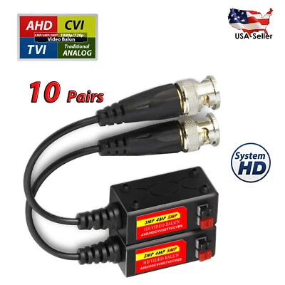 10 Pairs Megapixel Passive Video Balun UTP Cat5 / Cat6 CCTV via Network Cabling - Image 1 of 4