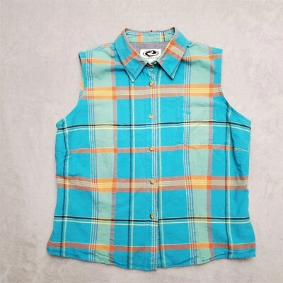 Chaleco Roper Vintage Para Mujer Grande Azul Verde A Cuadros Botones Vaquero Occidental Informal Foto 1 de 4