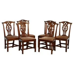 LOVELY CHIPPENDALE STYLE SET OF 6 DINING CHAIRS H FRAME - Picture 1 of 20