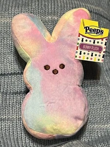 NEW 2021 Peeps Rainbow Easter Bunny Rabbit Plush Stuffed Toy, Tie-dye 6" - Picture 1 of 4