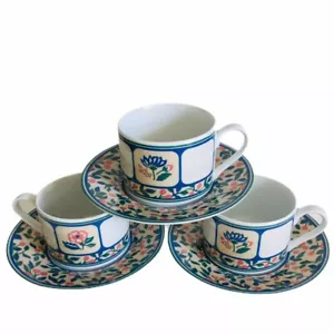 Set Of 3 Tognana Italy Coffe Tea Mug Cup w Saucer Red Berries Italian Pottery - Picture 1 of 8
