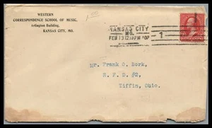 US Pre 1910 Advertising Cover School of Music Kansas City to Tiffin Ohio - Picture 1 of 2