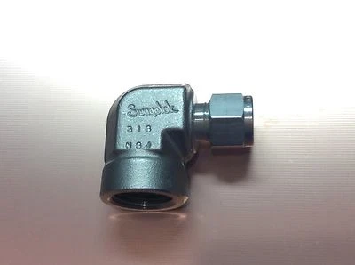 Compression  Tube 3/8"F x 1/2" Swagelok  NPT Elbow, 316SS - Image 1 of 4