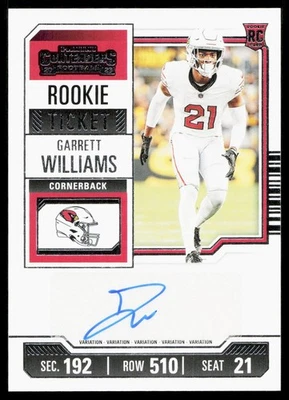 2023 Panini Contenders Garrett Williams Rookie Ticket Variation Auto #176 RC - Image 1 of 2