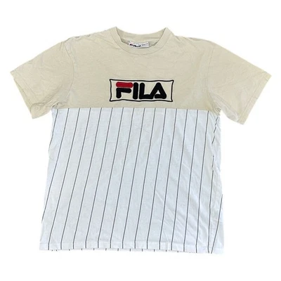 Fila T-Shirt Embroidered Logo Short Sleeve Round Neck Beige Mens Small - Image 1 of 4