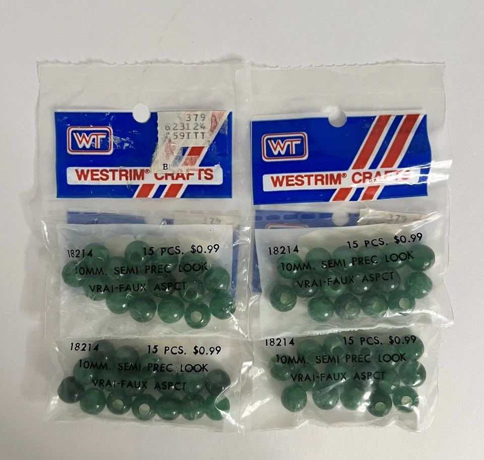 Lote antigo de 10 mm de contas verdes esmeralda Westrim Crafts 18214 - Imagem 1 de 2