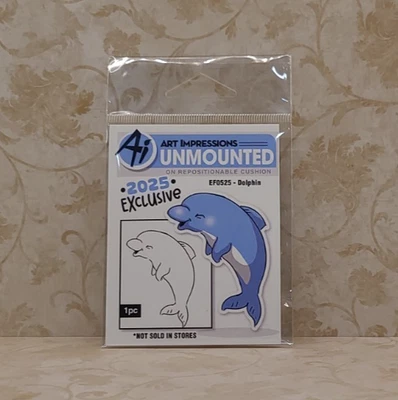 Art Impressions橡皮印章,#EF0525 海豚,已退役 2025 年独家免费赠品 — 第 1/2 张图片