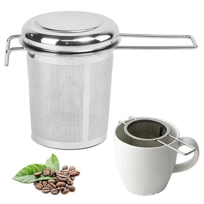 Stainless Steel Mesh Tea Infuser Strainer Metal Loose Leaf Cup Filter With Lid - Image 1 of 4