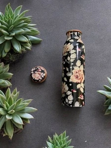 Pure Copper Leak Proof Water Bottle 750 ml Multicolor For Health Benefits - Picture 1 of 4