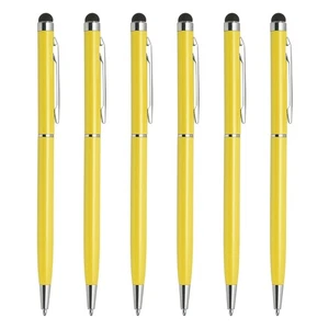 6pcs Metal Stylus Pen Ballpoint Pen 2 in 1 Ink Pen with Stylus Tips Yellow - Photo 1 sur 7