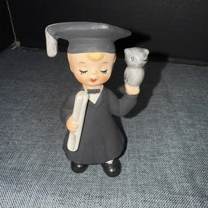 Vintage 1950s Lefton Graduate With Diploma And Owl - Picture 1 of 2
