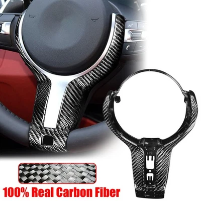 Carbon Fiber Car Steering Wheel Trim Cover For BMW M-Sport F20 F22 F30 F31 F32 - Image 1 of 4