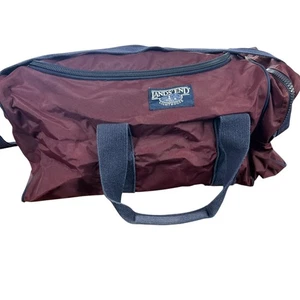 Lands End Lighthouse Vintage USA Made Duffle Weekend Bag Plum Blue Gym Travel - Picture 1 of 14