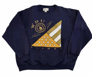 Sudadera Gráfica Wayland Baptist University Antiguos Alumnos Años 90 De Colección Azul Marino - Imagen 1 de 3