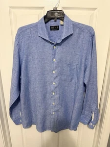 MINE 100% Linen Button Down Shirt Long Sleeve Blue XL Mens - Picture 1 of 6