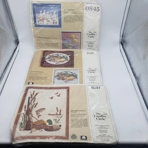 LOT 3 Animal Theme VTG Creative Circle Needlepoint Kits: 0845, 2442 & 0351 - Picture 1 of 8