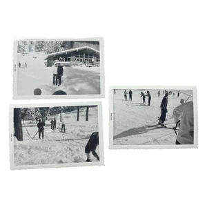 Lote de 3 fotos de esquí de colección China Peak CA años 50-60 Velox impresiones identificaciones Snow Lodge blanco y negro - Imagen 1 de 7