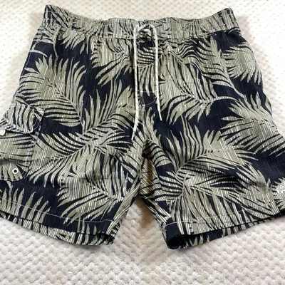 Caribbean Joe Men XL Extra Large Black Brown Palm Tree Camo Swim Trunk Shorts - Image 1 of 4