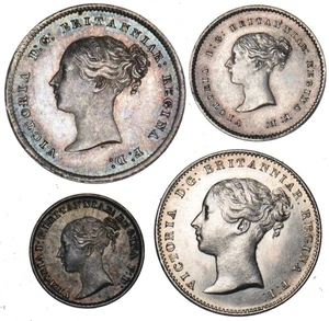 1860 Maundy Set - Victoria British Silver Coins - Superb - Picture 1 of 2