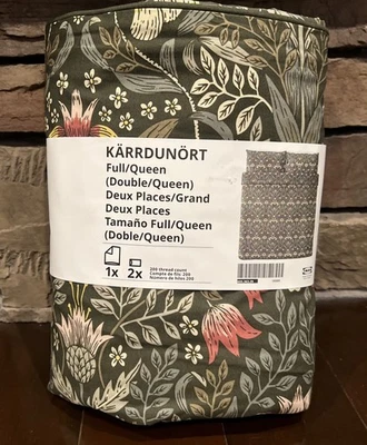 Funda nórdica completa/queen Ikea KARRDUNORT con 2 fundas juego de cama verde oscuro floral Foto 1 de 4