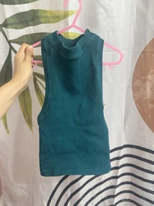 Free People Movement Ribbed Tank Top M/L Green High Neck Mock Neck Misprint - Picture 1 of 11
