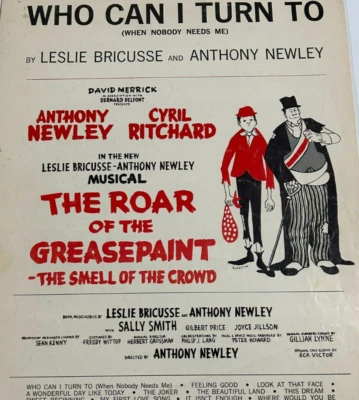 Partituras de colección - Rugido de la pintura en grasa - A quién puedo recurrir - Bricusse Newley Foto 1 de 2