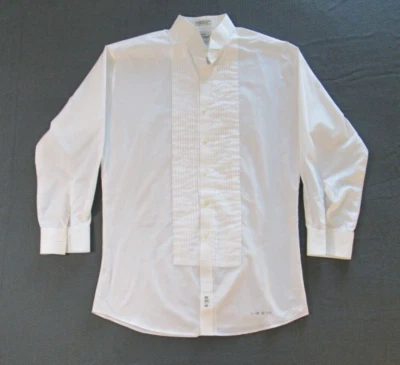 Camisas formales blancas plisadas frente esmoquin camisa manga larga para hombre 16-16 1/2 32/33 Foto 1 de 4